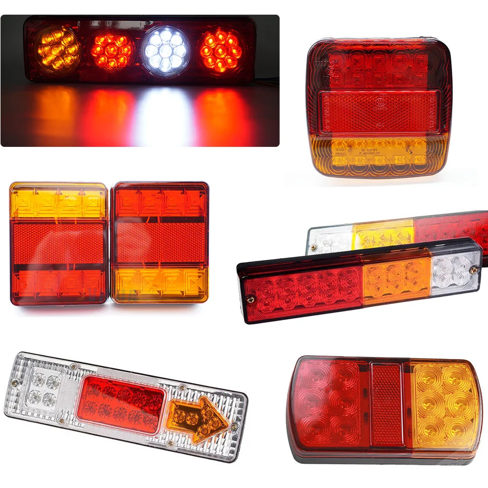 1Pair Waterproof Car 8 19 20 26 36 46 LED Tail Light Rear Lamps 12V Pair Boat Trailer Rear Parts For Trailer Truck Car lighting