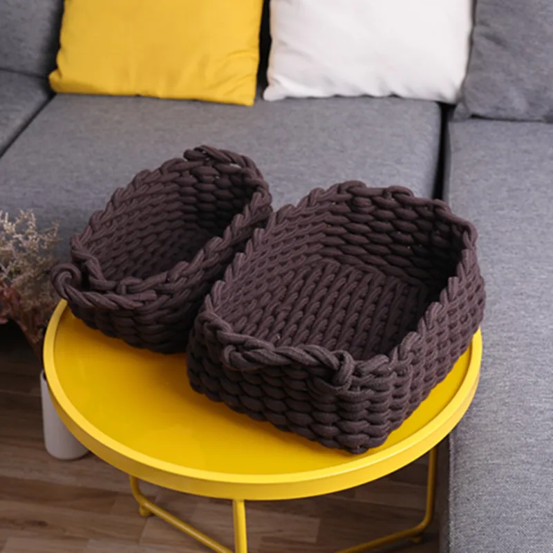 Storage Frame Cotton Thread Woven Storage Basket Simple Clothing Miscellaneous Items Storage Basket Snacks Storage Basket