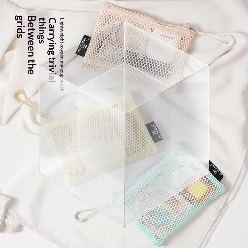 Multicolor Mesh Zipper Pouch Heavy Duty Smooth Zippers Breathable Storage Bag for Cosmetics Office Stationery