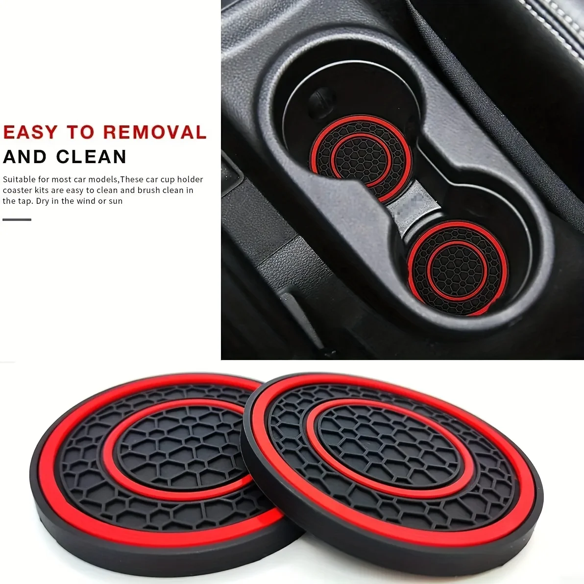 2pcs Premium Central Control Pad | Anti-Slip, Dustproof, Red and Black Matching Design - Perfect for Protecting Car Interior