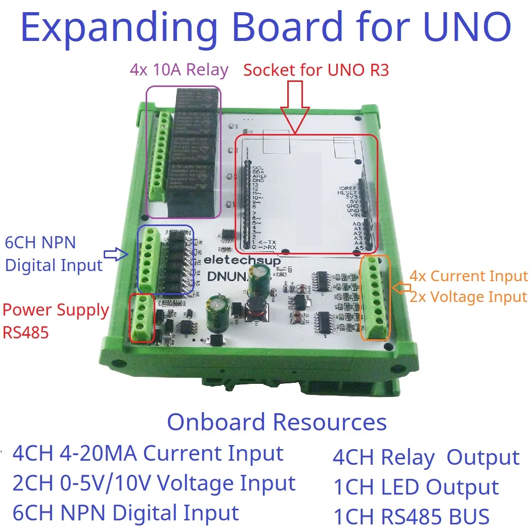 UNO R3 Arduino PLC RS485 Remote IO Diy ADC Collection Relay Module for Arduino UNO LED Solar Battery