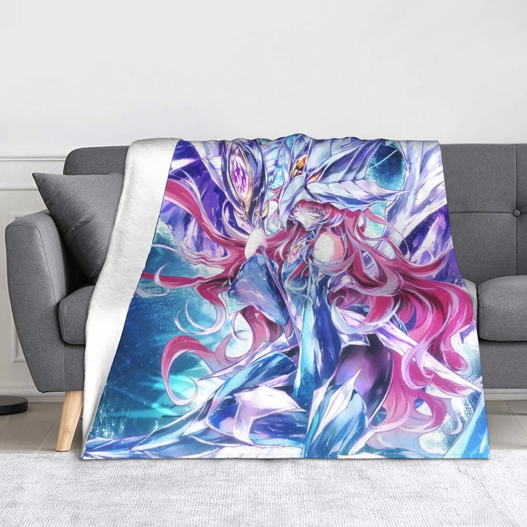 Anime Dark Magician Blanket Fleece Yu-Gi-Oh Ultra-Soft Throw Blanket for Car Sofa Couch Bed Rug
