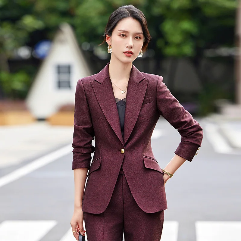 

Long Sleeve Suit Suit Women2024Spring and Summer New Business Suit Dignified Goddess Fan High-End Temperament Office Suits Coat