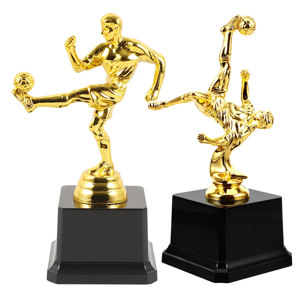 

2pcs Plastic Football Trophy Award Ornament For Sports Competition Party Match Decor Desktop Trophy Adornment