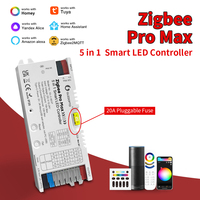 GLEDOPTO Zigbee Pro Max 5 in 1 LED strip controller compatible with Alexa voice/Smart Life/Tuya APP RGB+CCT dimming 20A fuse