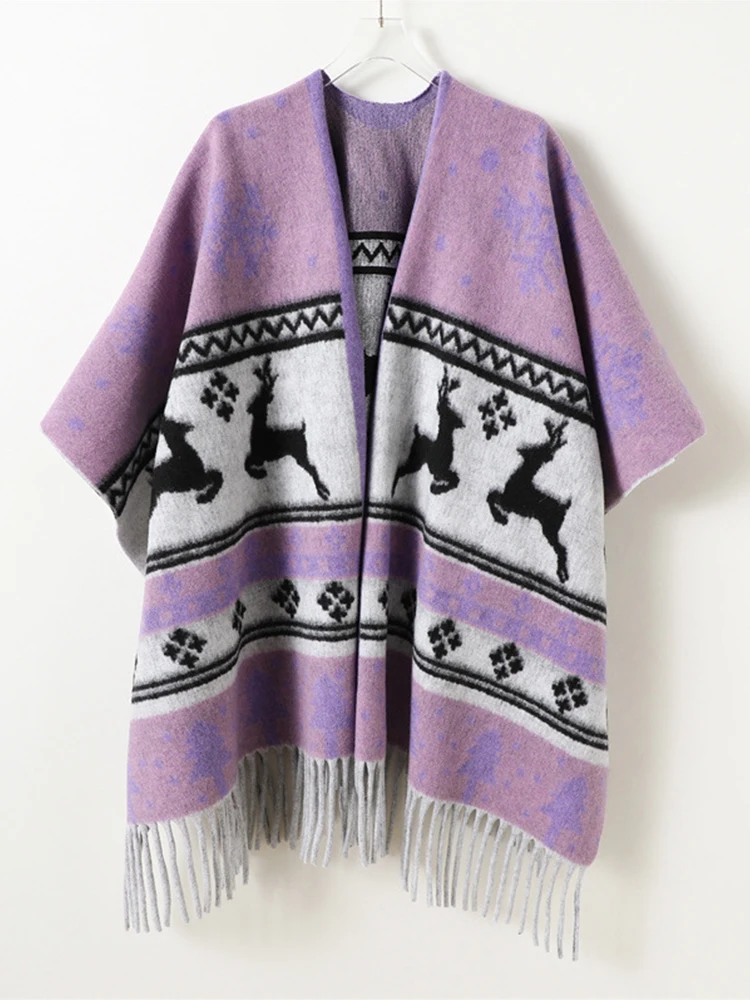 

Зимний женский шарф, многослойное пончо, элегантный женский плащ с кисточками и животным принтом, шаль, повседневный теплый шарф, Capa Para Mujer, плащ из пашмины