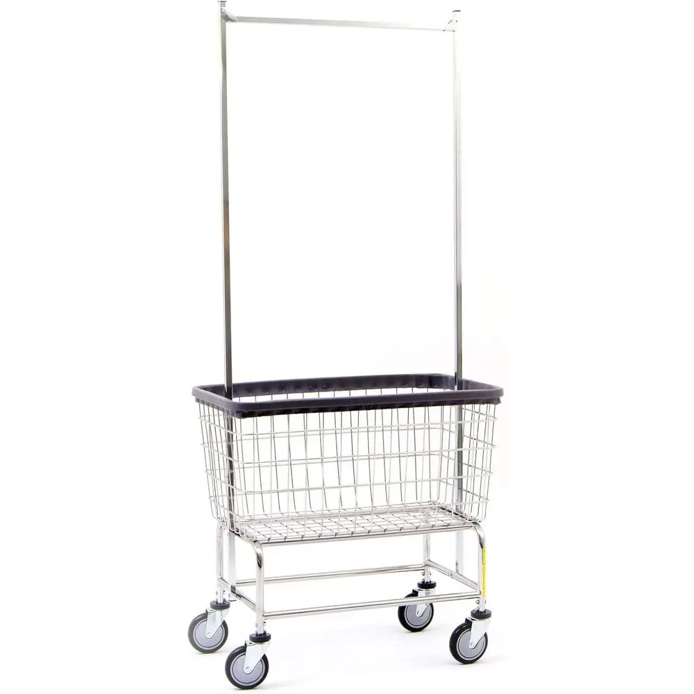 

Extra Large Heavy-Duty 4.5 Bushel Steel Laundry Cart with Chrome Finish and 5 Casters