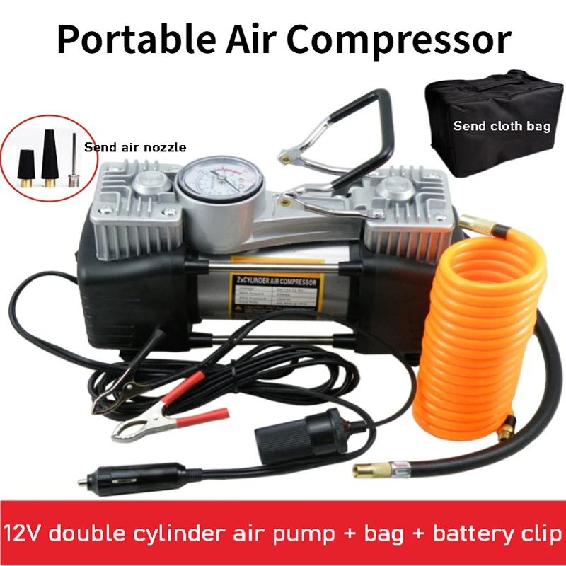 Small Vehicle Air Pump 12V/220V Air Compressor Portable Tyre Inflator Electric Motorcycle Pump Air Compressor