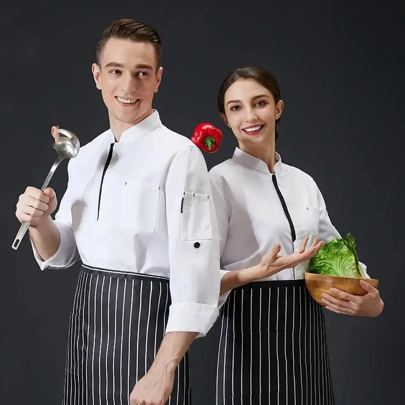 Spring Autumn Long Sleeves Kitchen Chef Uniform Work Uniform Embroidery Name Print Logo Hamburger Pastry Shirt Jacket