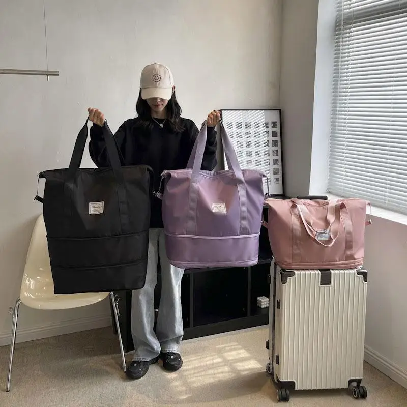 大容量防水ショートトリップバッグ-オックスフォード生地-機内持ち込み可能-ビジネス旅行用ポータブルスーツケース-メンズ