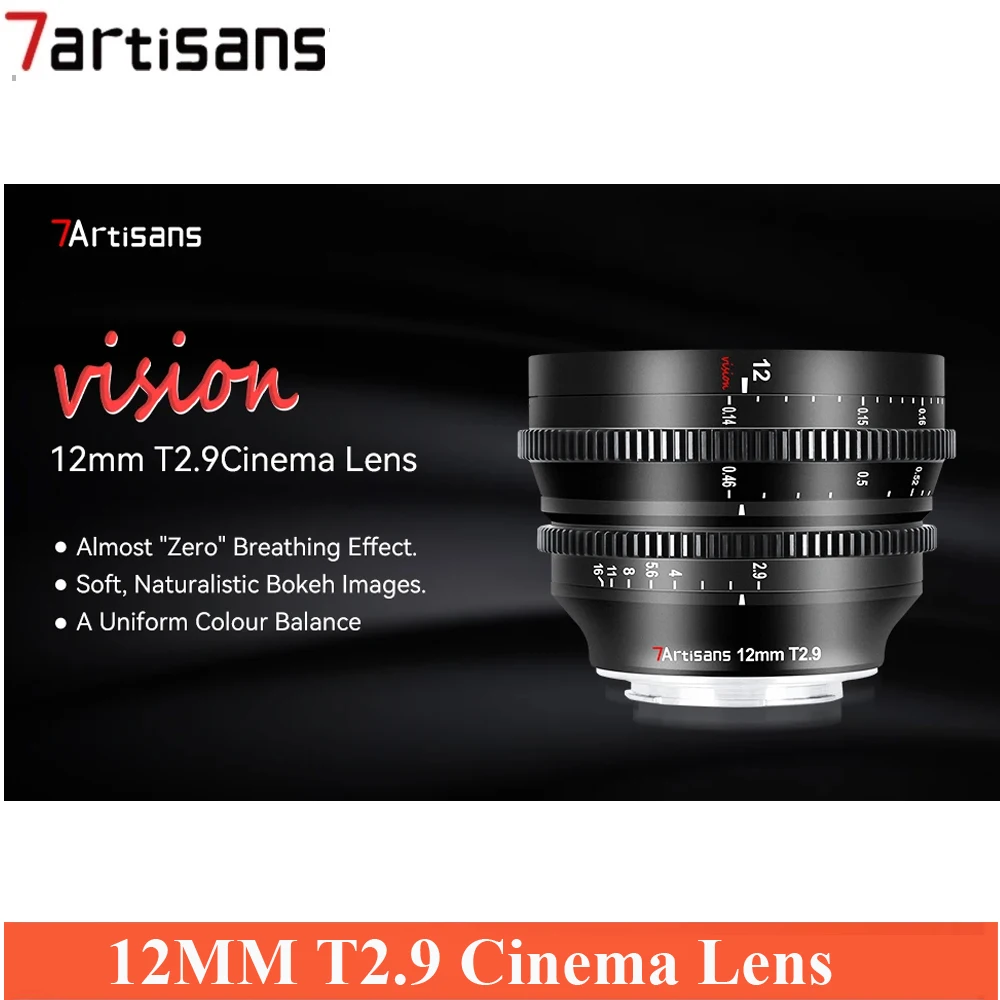 

7artisans 12mm T2.9 Large Aperture APS-C Ultra Wide Angle Cine Lens For Sony E ZVE10 Micro 4/3 Fuji X Nikon Z Leica TL Canon RF