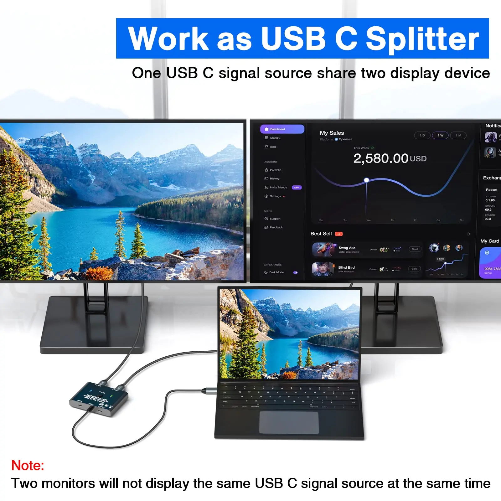 Interruptor USB C, conmutador bidireccional USB C, 2 portátiles, interruptor KVM tipo C, compatible con transferencia de datos de vídeo/10gbps