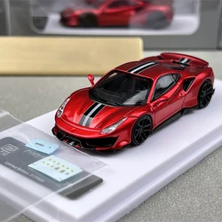 Diecast Model Car 1/64 Size Red Ferrari Novitec 488 Pista Model Alloy Car Collection Toys for Boys Gift