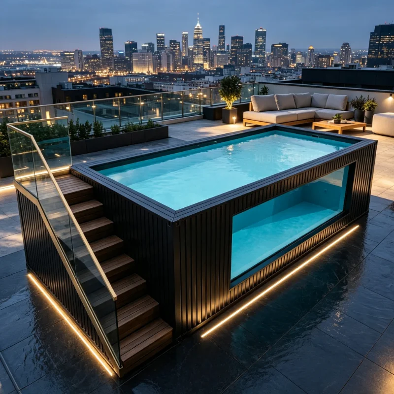 Fiberglass Above Ground Container Swimming Pool With Complete Equipment For Outdoor Garden Backyard Resort Pool