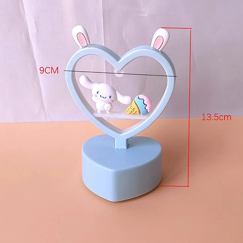 1Pc Sanrio Kawaii Nachtlampje Hartvormige Sfeer Lichte Slaapkamer Mini Decoratieve Lamp Verjaardagscadeaus Home Decor