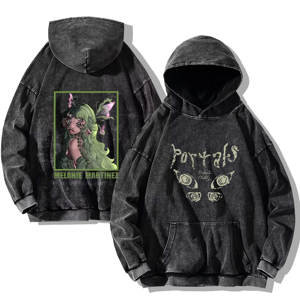 Vintage Melanie Martinez Washed Hoodies Retro Rapper Hooded Sweatshirts Melanie Martinez Portals Oversized Pullover Streetwear