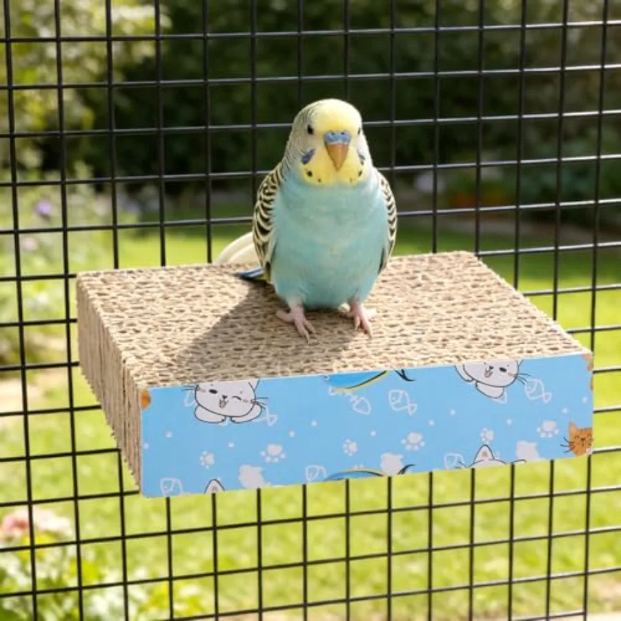 Bird Chew Toy for Parrot Cage Perch: Cardboard Platform Exercise Toy in Natural Brown, Eco-Friendly Beak-Safe