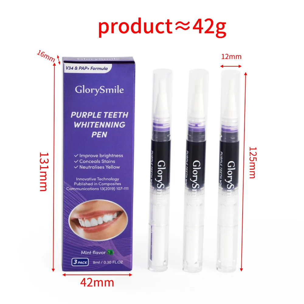 Meiya Pen Tooth Whitening Essence Gel Smearing Style Tooth Whitening Strips Purple Teeth Cleaning Pen Removing Dental Plaque