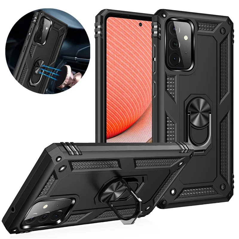 For Samsung Galaxy A12 A32 A42 A52 A72 5G Cases Cover Armor Rugged Shockproof Magnetic Car Holder Ring Phone Case for A02 A02S