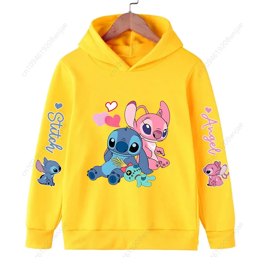 

Disney Stitch Cartoon Printed Boys and Girls Heart Shaped Hoodie Autumn and Winter Casual Pullover Top