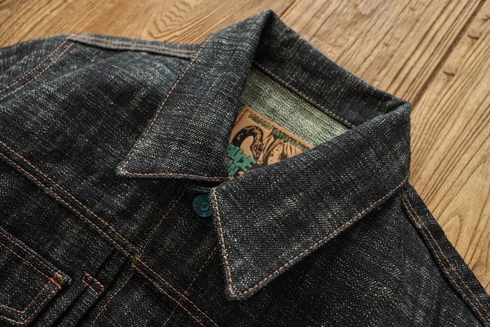 Sauce Zhan Men's Denim Jacket 20oz Heavyweight Selvedge Denim Slub Yarn Double-Dyed Year of The Snake Edition Loose Fit