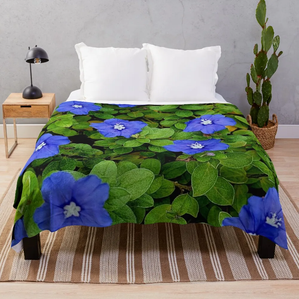 

Blue flowers Throw Blanket Sofa Quilt Soft Plush Plaid For Sofa Thin Blankets