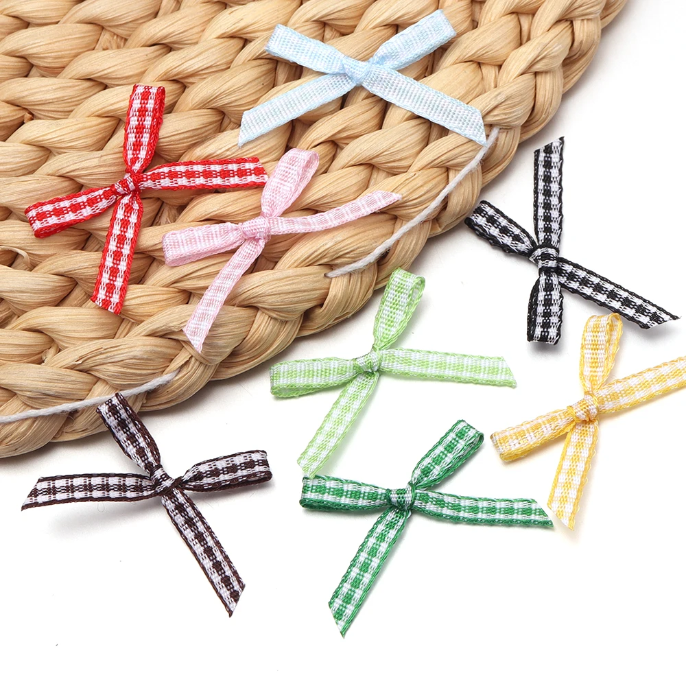 30 Stück 2x3cm handgemachte karierte Satinschleifen, bunte kleine Schleifen für DIY-Haarspangen, Näharbeiten, Kleidung, Geschenkverpackung, Partydekoration – Detail 6