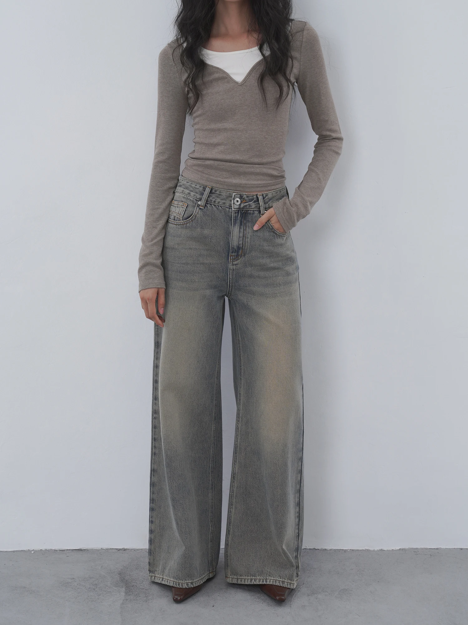 

Джинсы женские с высокой талией, широкими штанинами, свободного кроя, винтажные, повседневные, прямые брюки от EIGHTHMONTH