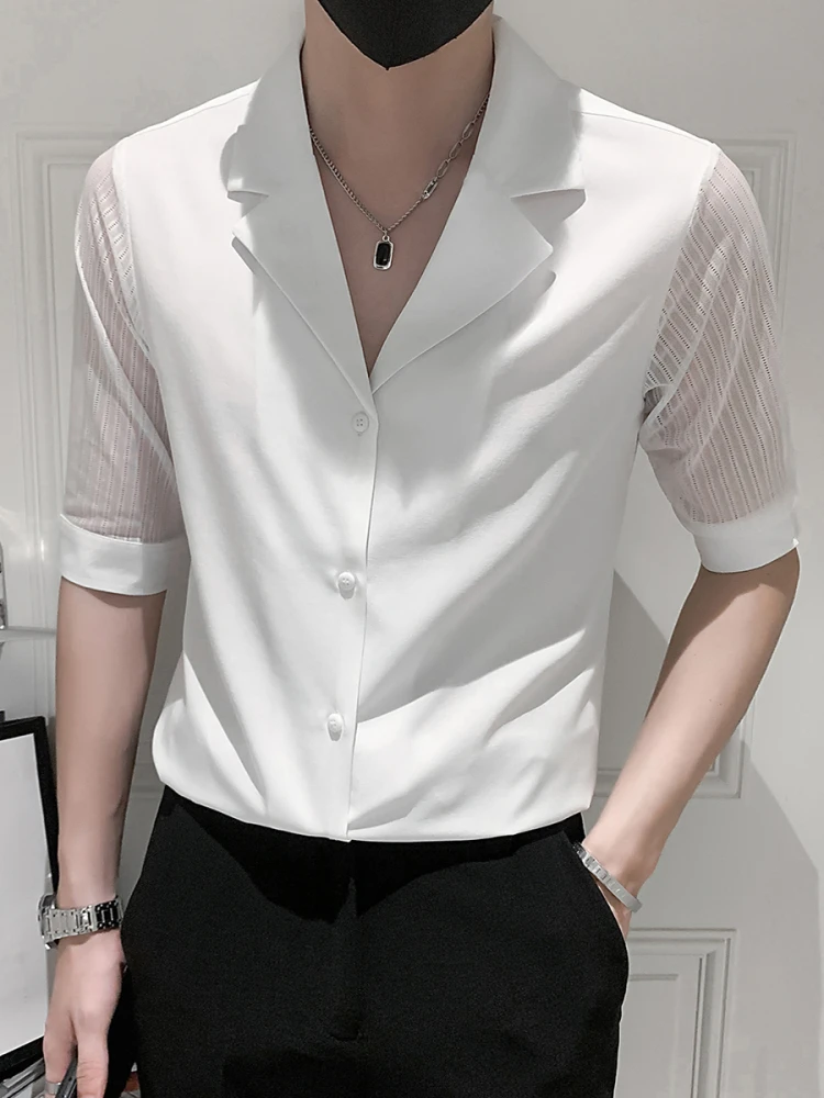 

Летняя мужская футболка с V-образным вырезом, модная, приталенная, молодежная, в корейском стиле, с коротким рукавом