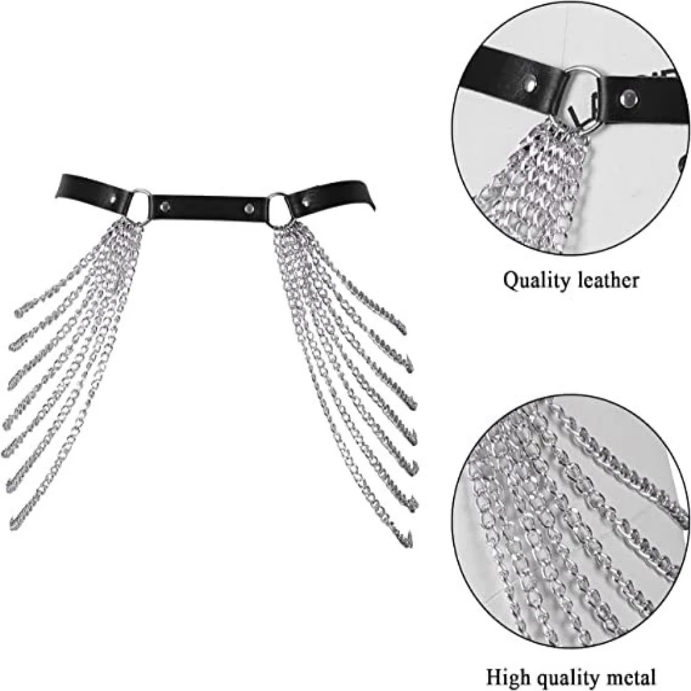 Ceinture à chaîne en cuir pour femmes, accessoires Sexy de retenue des hanches, vêtements et accessoires de style Punk, ceinture à chaîne de rue BDSM