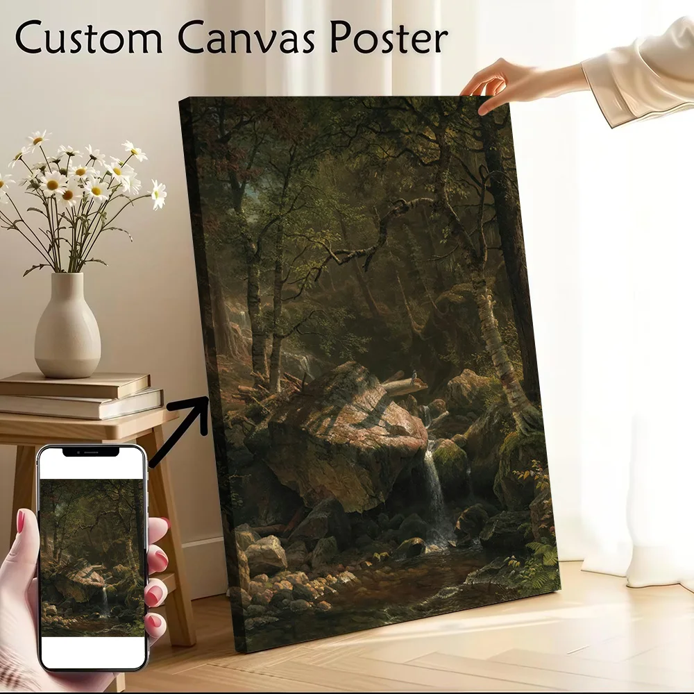 Forest Stream Painting Canvas Wall Art Poster Custom Wall Paintings Personalized Photo Printing for Living Room Decorations the