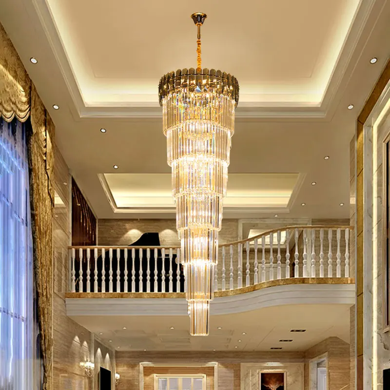 Nordic Duplex Floor Lamp Luxury Villa Pendant Lamp Hall Hotel Lobby Living Room Spiral Staircase Long Pendant Lamp LED Pendant