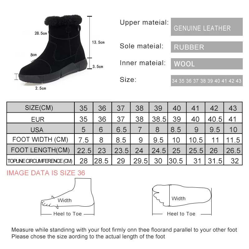 DIMANYU Snow Boots Women's Genuine Leather 2024 New Winter Warm Wool Women's Ankle Boots Non slip Large Women's Boots