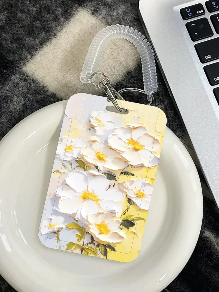 Ins Cold Wind Oil Painting Little Daisy Student Cover Card Set Campus Canteen Meal Card Set Bus/Metro Card Certificate Set