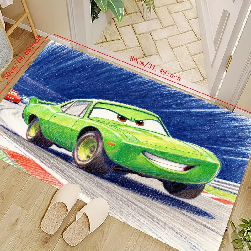 

1 шт. мультяшный зеленый коврик для гоночного автомобиля, коврик для детской спальни, коврик для игровой комнаты, противоскользящий моющийся коврик, яркий дизайн гоночной дорожки Chil