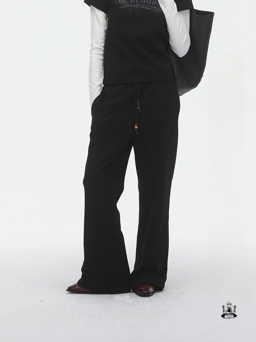

Faionable Lazy Classic Retro mid Low Waist Design Flared Pants Sle Casual Sweatpants Asymmetric Commute Slim Fit Long Cotton