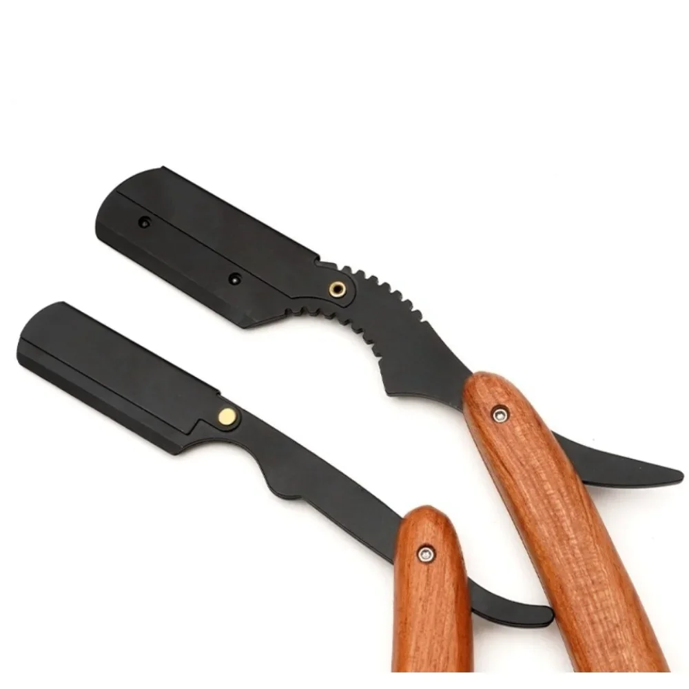 1 pz legno uomo rasatura strumenti da barbiere rasoio per capelli coltello da barba pieghevole supporto per rasoio dritto in acciaio inossidabile rasoio barba trimmer