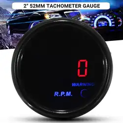12V Auto Universal Meter 2 Inch 52mm Car Tachometer 0-9000 RPM Tacho Gauge Digital Red + Blue LED Display Black Face