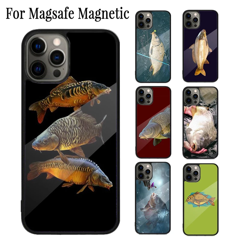 Common Carp Magnetic Phone Case Coque For iPhone 16 15 14 Plus 13 12 Mini 11 Pro Max Magsafe Wireless Charging Cover