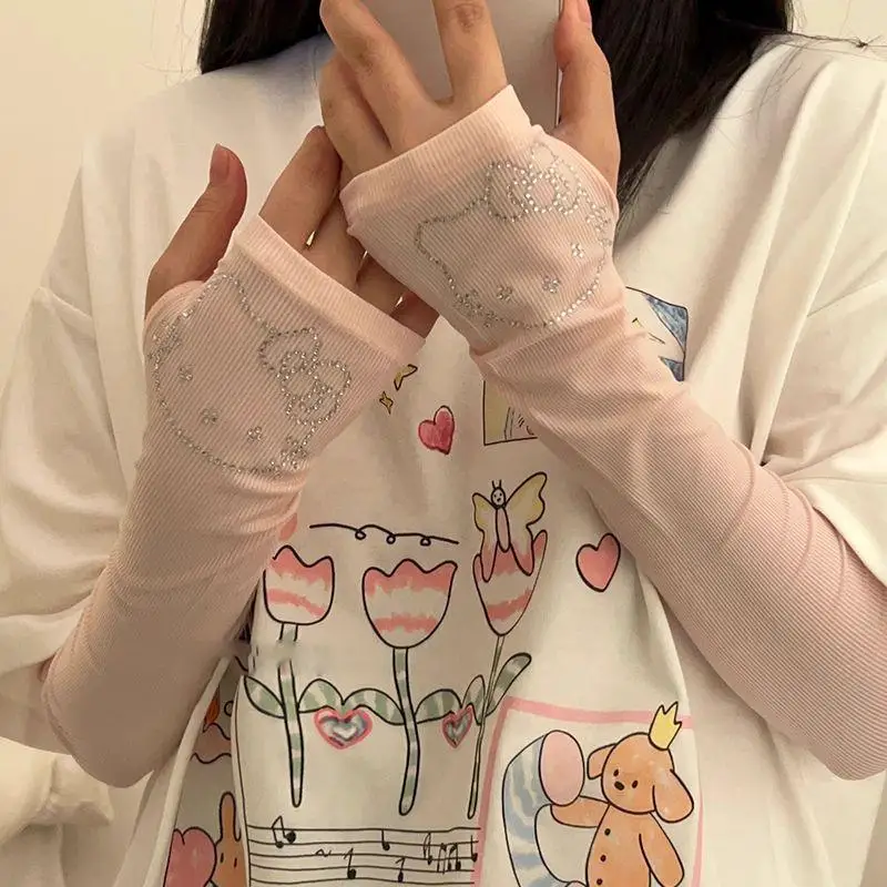 Hello Kitty Ijsstof Anti-Uv Zonnebrandcrème Hardlopen Fietsen Mouw Compressiemouwen Dames Outdoor Zomer Rijden Ademend Cadeau
