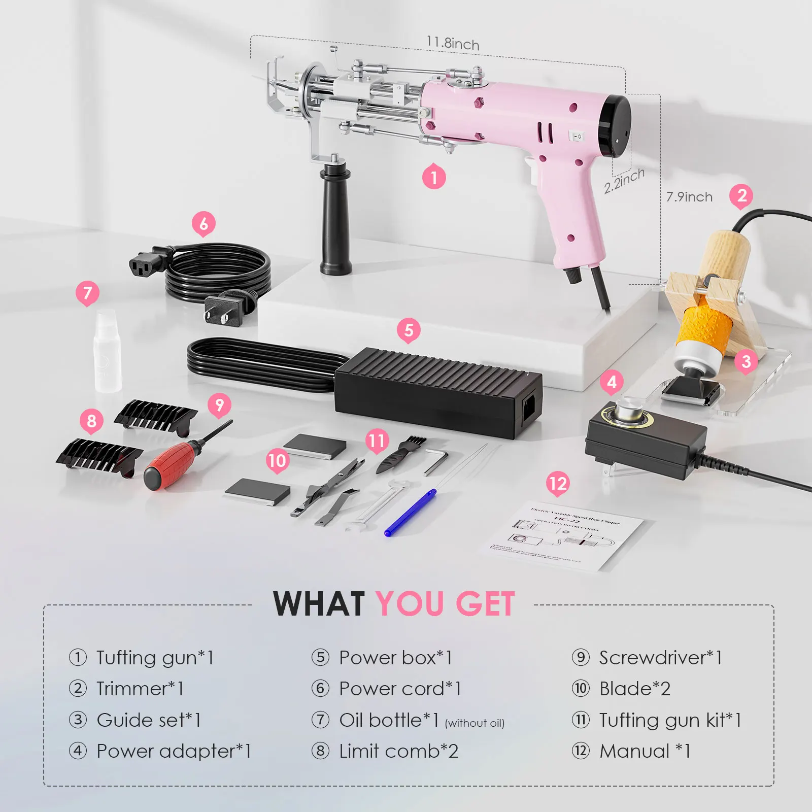 Tufting Gun With Trimmer 2 In 1 Carpet Gun Electric Carpet Weaving Gun Handheld For Cutting/Looping Piles Christmas Gift