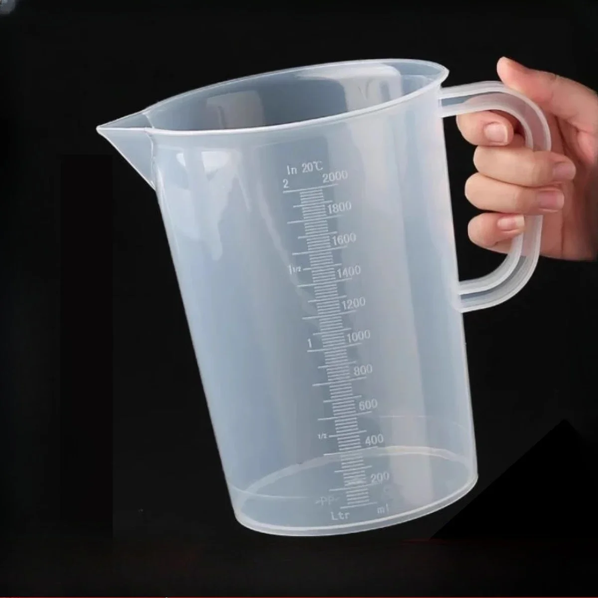 Plastic Measuring Lab Beaker with Handle Clear White Plastic Measuring Cup 250/500/1000/2000/3500/5000ml