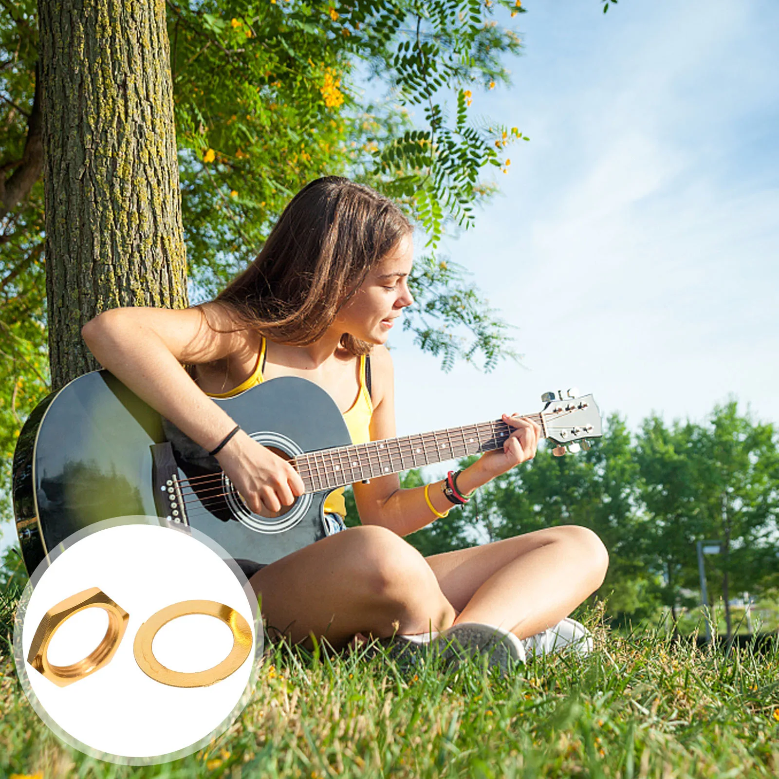 

10Pcs Electric Guitar Socket Nut and Washer Kit Metal Durable Replacement Guitar Input Jack Accessories Jack Socket Nut