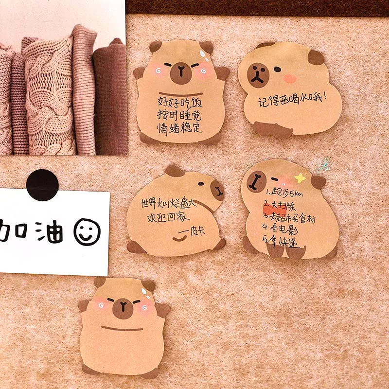 Imagem -05 - Creative Capybara Memo Pad Kawaii Animal Sticky Notes Etiqueta de Papelaria Planejador Notepad Etiqueta Post Material Escolar 40 Pcs por Lote