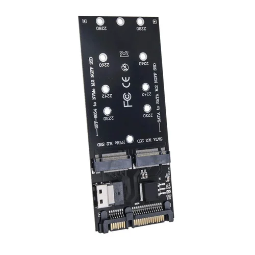 SuperDeals-Adaptador M2 SSD M.2 SATA Ngff SSD a SATA + M2 NVME SSD a SFF-8654, convertidor SATA a tarjeta de expansión M2