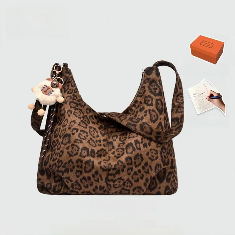 

Женская сумка-тоут Lu с леопардовым принтом, большая вместительная сумка на одно плечо, сумка через плечо в стиле Lazy Sle, осенне-зимняя, премиум-класса