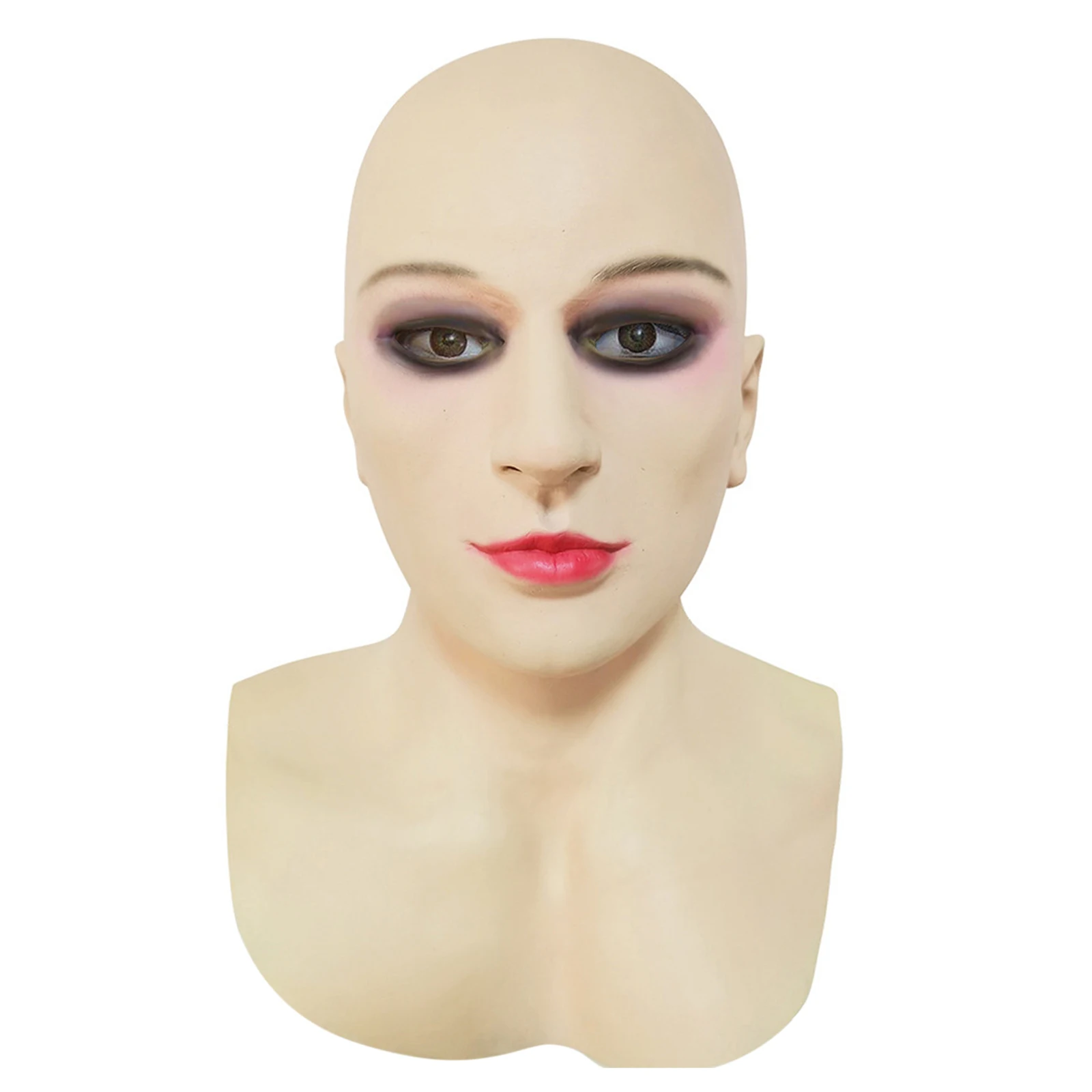 Bald Female Facewear Funny Halloween Facewear Cosplay Headwear for Role-Playing Party Masquerade Costume Props Masks