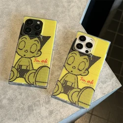 Japan Astro Boy A-Astroboy Phone Case For iPhone 16 15 14 13 12 Pro Max Luxury Square Yellow Shockproof Protective Back Cover