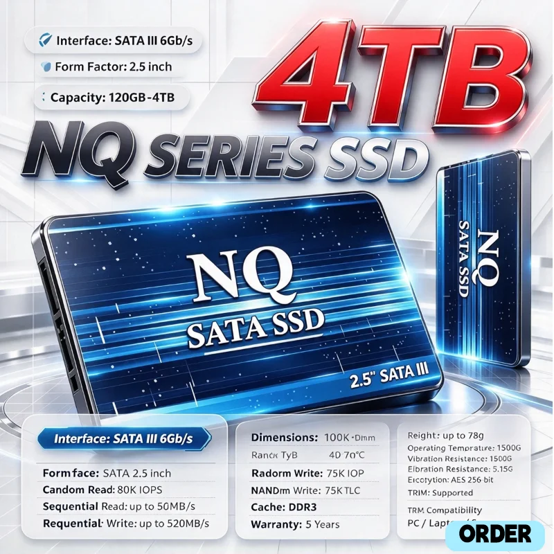 New Secure SATA3 SSD Hard Drive 1TB 2TB Large Storage Internal Solid State Disk for Laptop