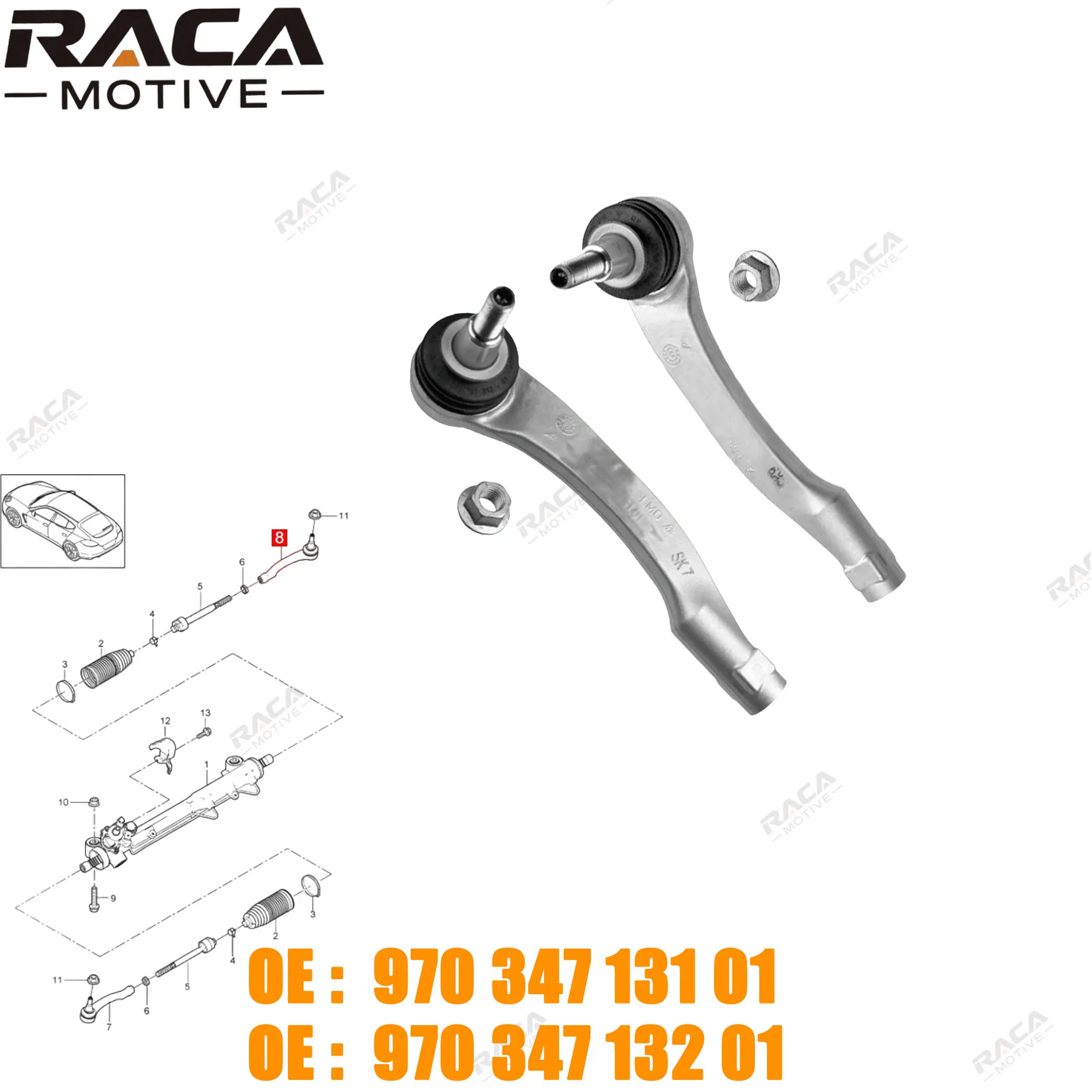 

Front Axle Tie Rod Ball Joint Lh/Rh for Porsche Paramela (970) 3.0 D 4.8 Turbo 2010-2016 97034713101 97034713201